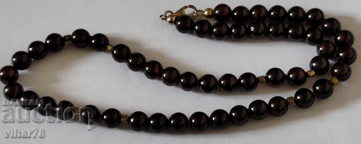 Gerdan-necklace with garnets and silver beads with gold plating - 6