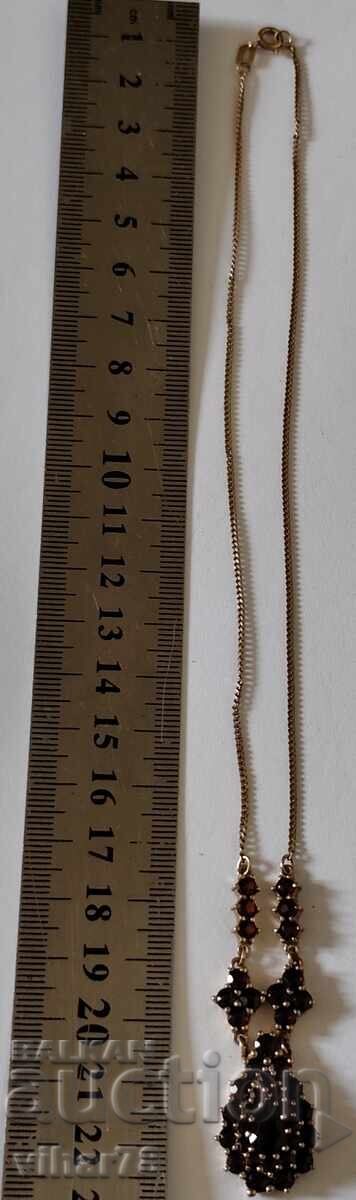 Аукцион Сребърно колие с гранати и позлата