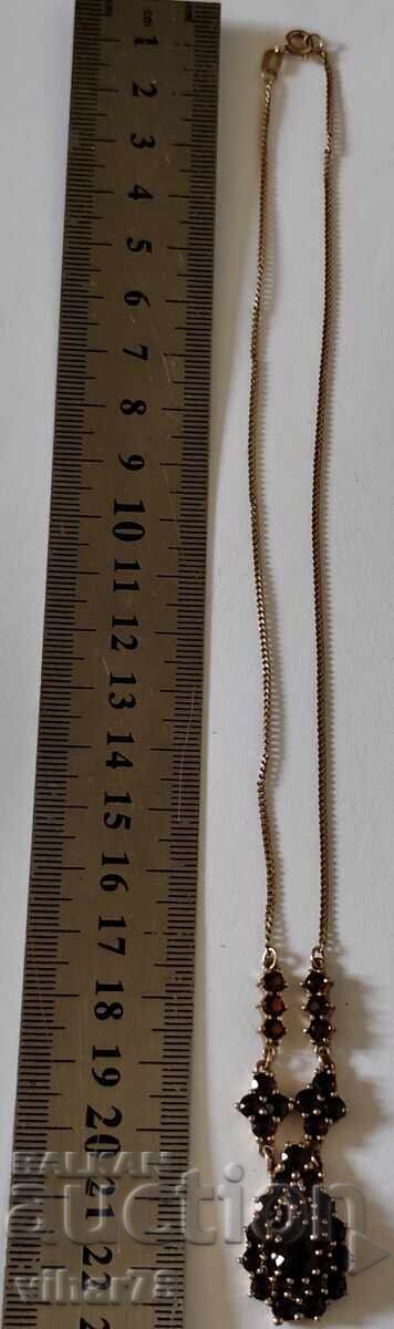 Δημοπρασία Ασημένιο κολιέ με γρανάτες και επιχρύσωση