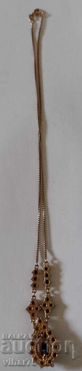 Ασημένιο κολιέ με γρανάτες και επιχρύσωση - 7