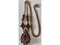 Ασημένιο κολιέ με γρανάτες και επιχρύσωση