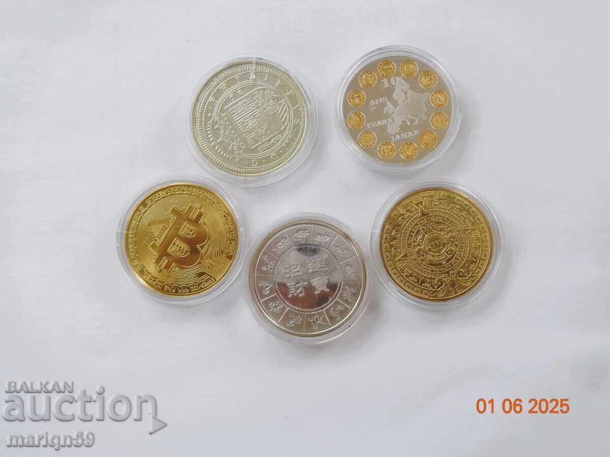 5 bucăți monede UNC diferite 5 bucăți monede UNC diferite