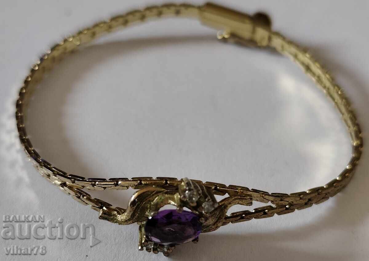Παράδοση Επιχρυσωμένο ασημένιο βραχιόλι με αμέθυστο