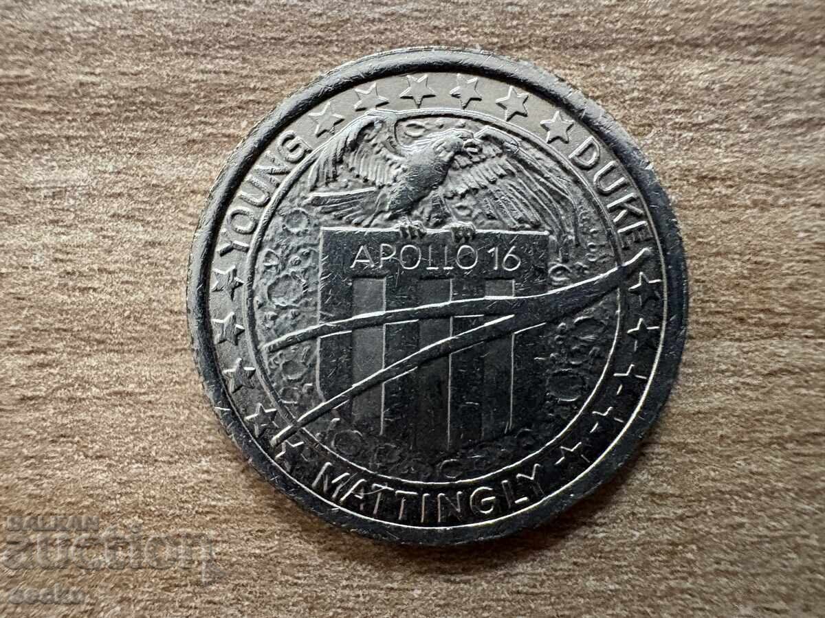 Πλακέτα - Απόλλων 16 - 5η προσγείωση στη Σελήνη με τιμή 1.20 BGN | € 0.61