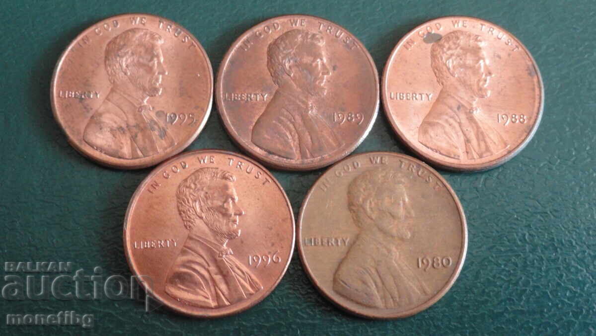 Auction USA - 1 cent (5 pieces) Auction USA - 1 cent (5 pieces)