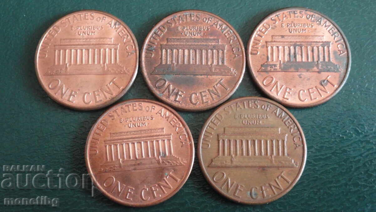 USA - 1 cent (5 pieces) - 6 USA - 1 cent (5 pieces) - 6