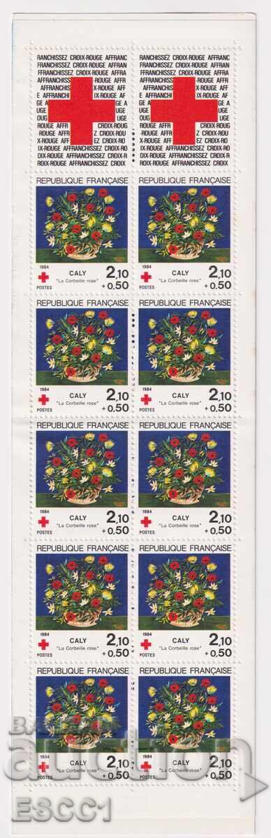 Καθαρό γραμματόσημο σε καρτελάκι Ερυθρού Σταυρού Λουλούδια 1984 από Γαλλία