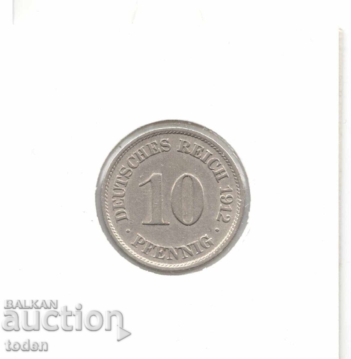 Delivery of Germany - 10 Pfennig - 1912 J - KM# 12 - Wilhelm II - Small Shield