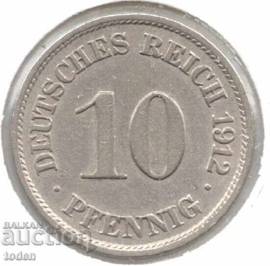 Germany - 10 Pfennig - 1912 J - KM# 12 - Wilhelm II - Small Shield