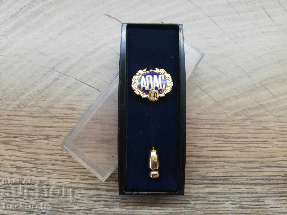 Emblemă auto germană, semn cu email, aurire club ADAC Emblemă auto germană, semn cu email, aurire club ADAC