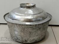 Oală de cupru cu capac, vas de cupru