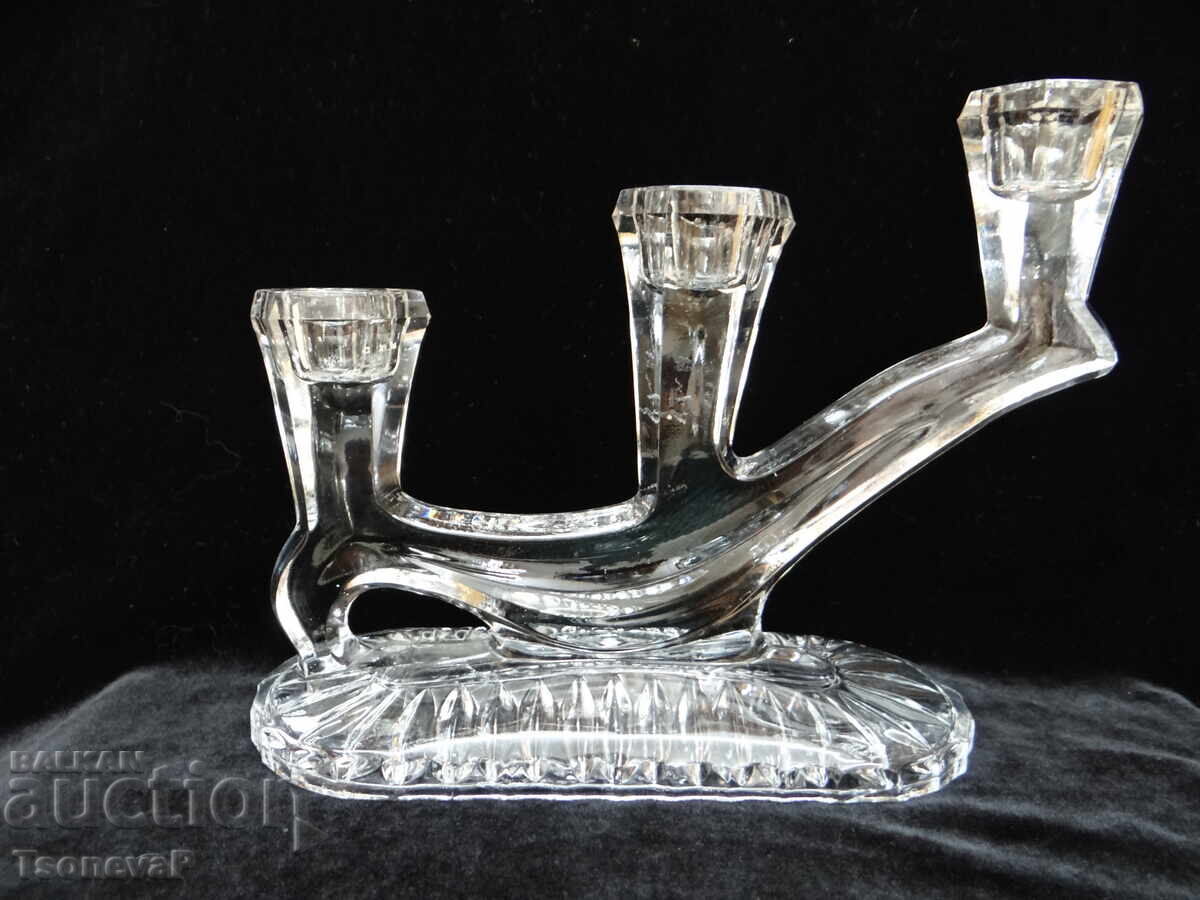 Crystal triple candlestick holder by AVITRA CRYSTAL Crystal triple candlestick holder by AVITRA CRYSTAL