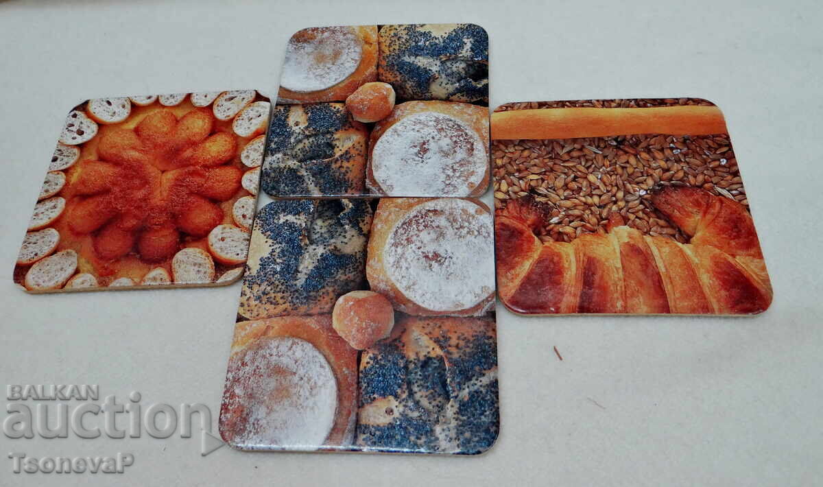 Set of French coasters with cork backing Set of French coasters with cork backing