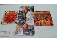 Set of French coasters with cork backing