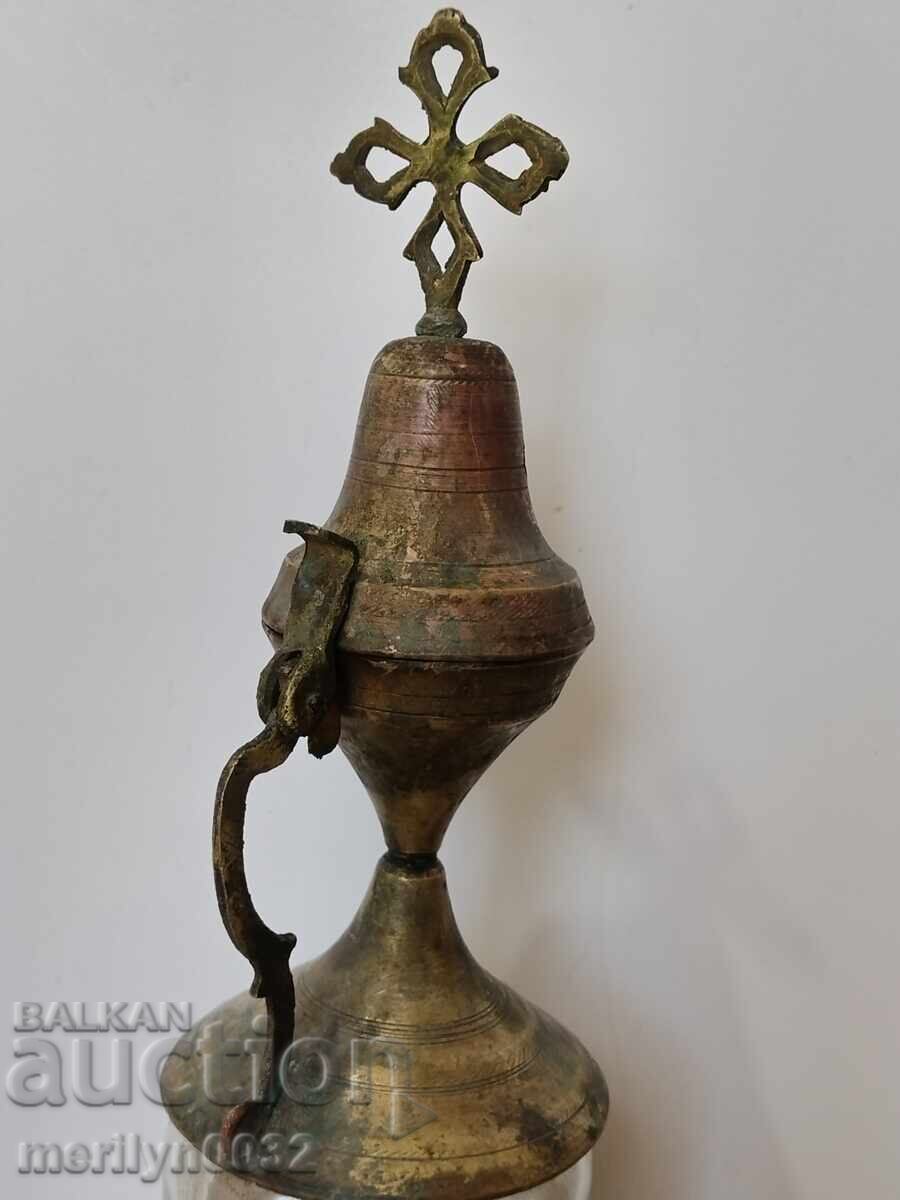 Παλιά χάλκινη καντήλα, καντήλι, σταυρός, εικόνα με τιμή 90.00 BGN | € 46.02