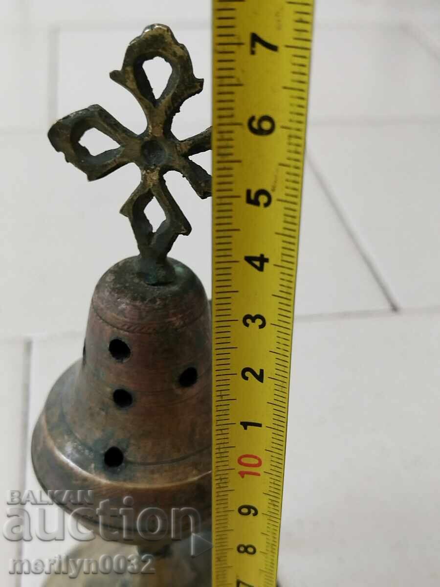 Παλιά χάλκινη καντήλα, καντήλι, σταυρός, εικόνα - 7