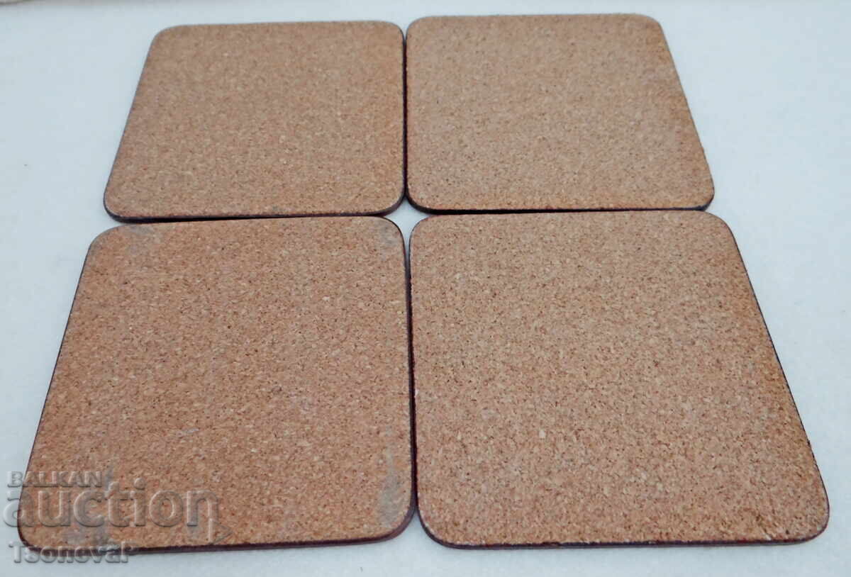 Auction Set of English coasters with cork backing Auction Set of English coasters with cork backing