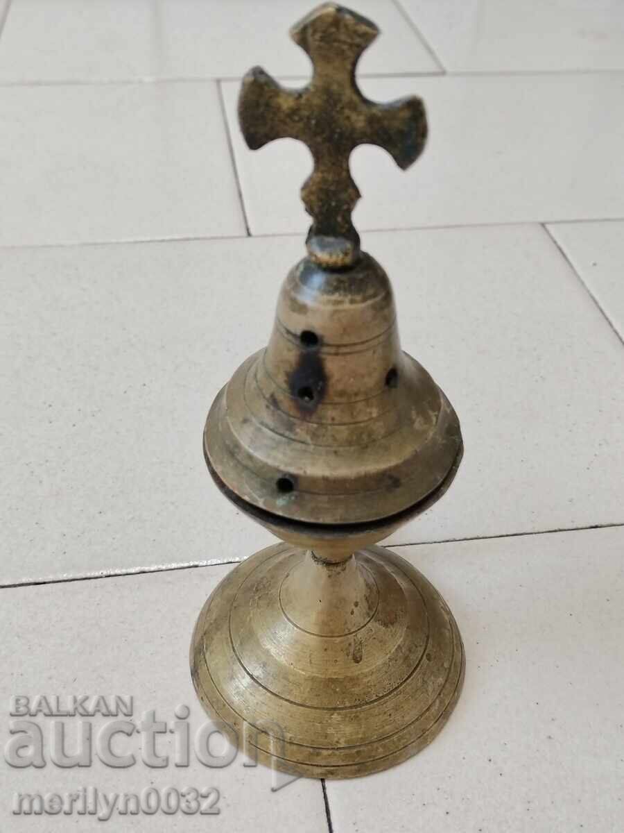 Old bronze censer, oil lamp, cross, icon Old bronze censer, oil lamp, cross, icon