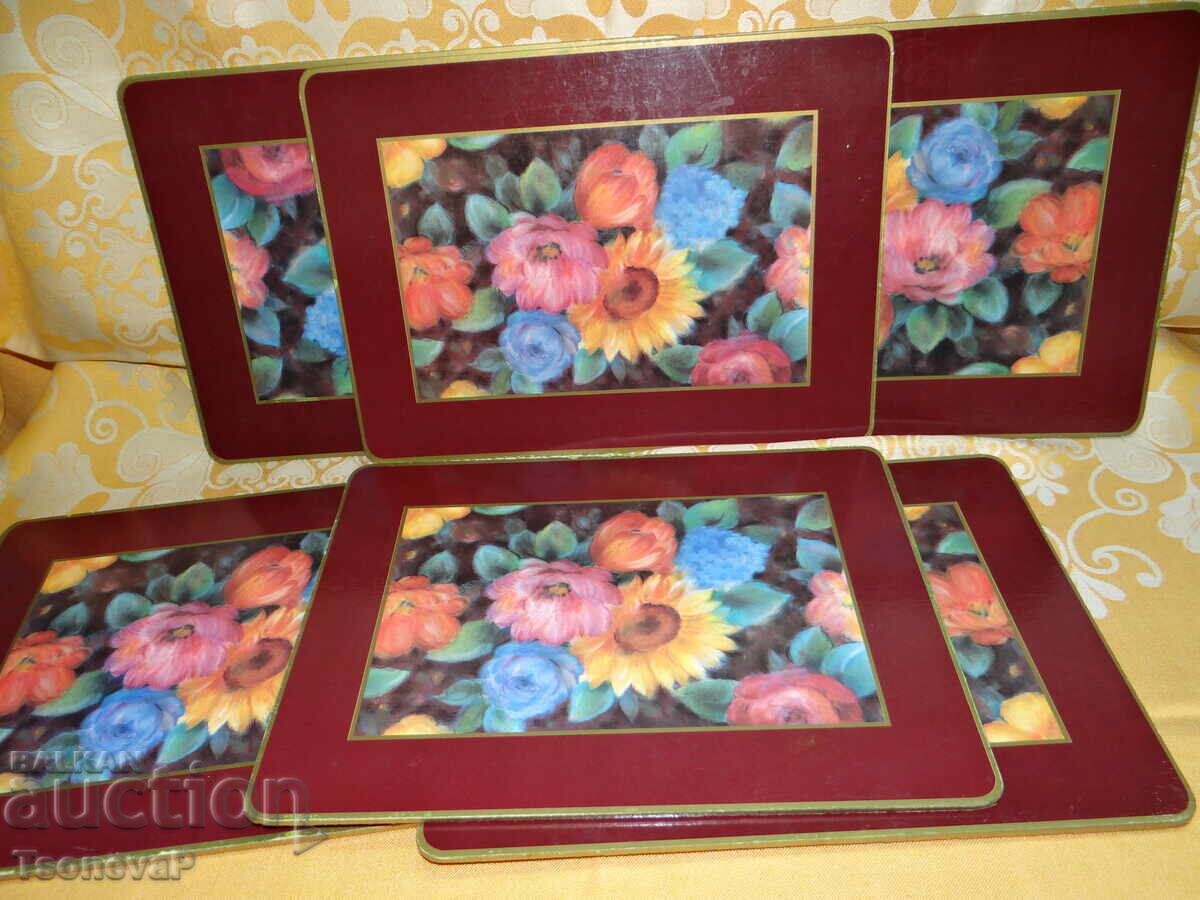 Set of English placemats with cork backing Set of English placemats with cork backing