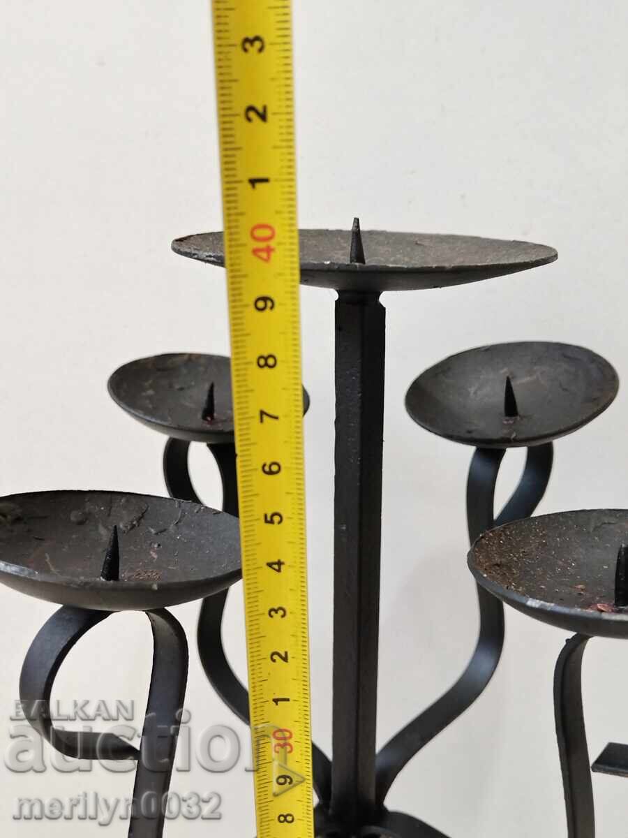 Old wrought iron candlestick lamp - 5 Old wrought iron candlestick lamp - 5