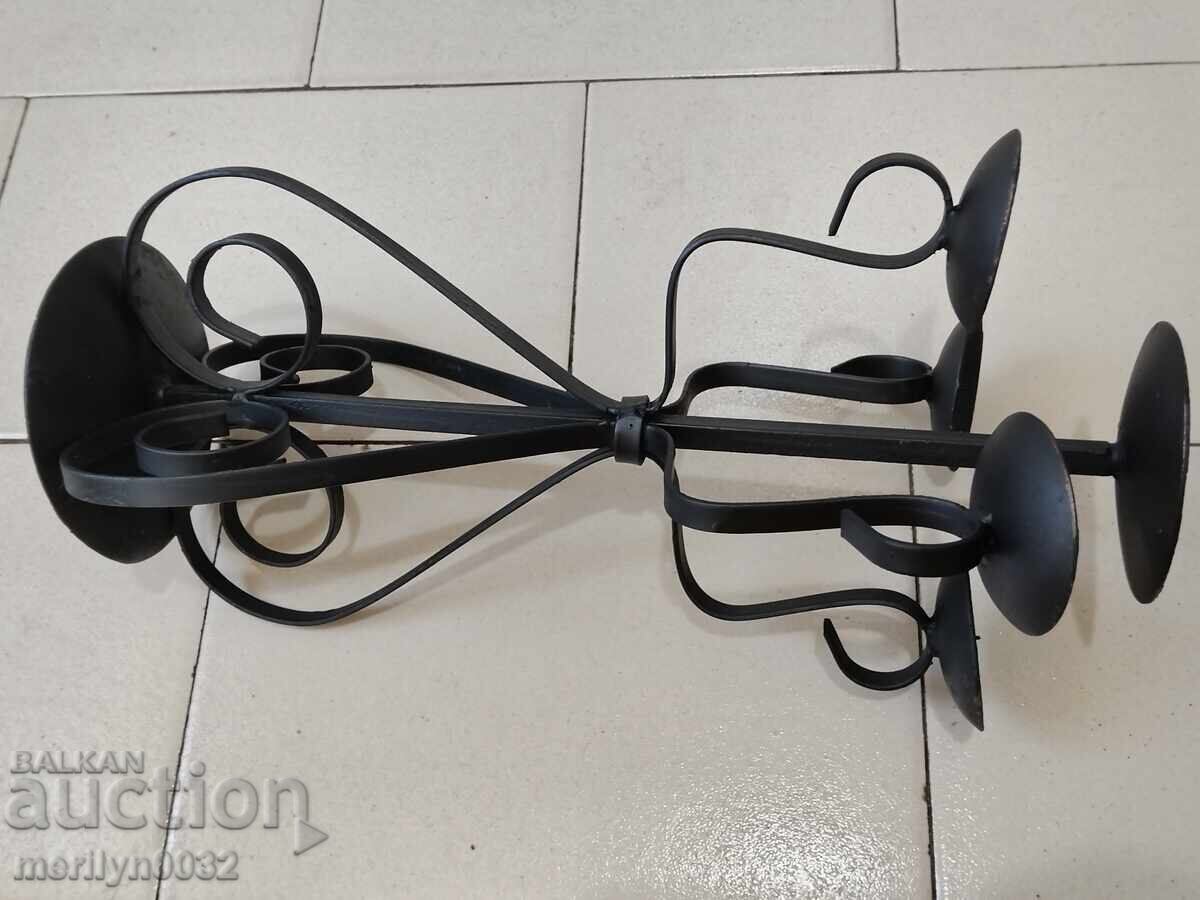 Old wrought iron candlestick lamp - 6 Old wrought iron candlestick lamp - 6