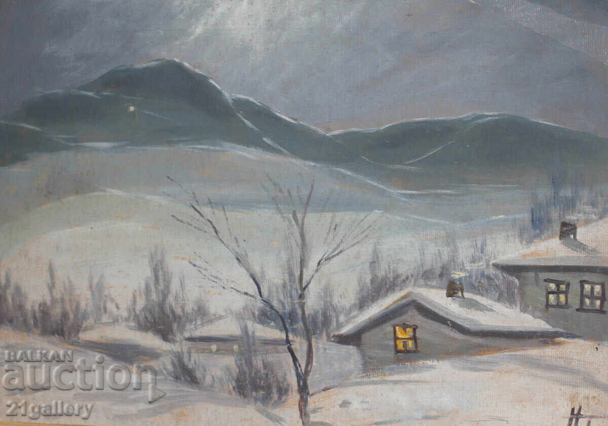 Никола Тузсузов (1900-1977) , зимен пейзаж , картина гваш с цена 450.00 лв. | € 230.08