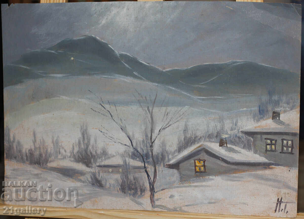 Аукцион Никола Тузсузов (1900-1977) , зимен пейзаж , картина гваш