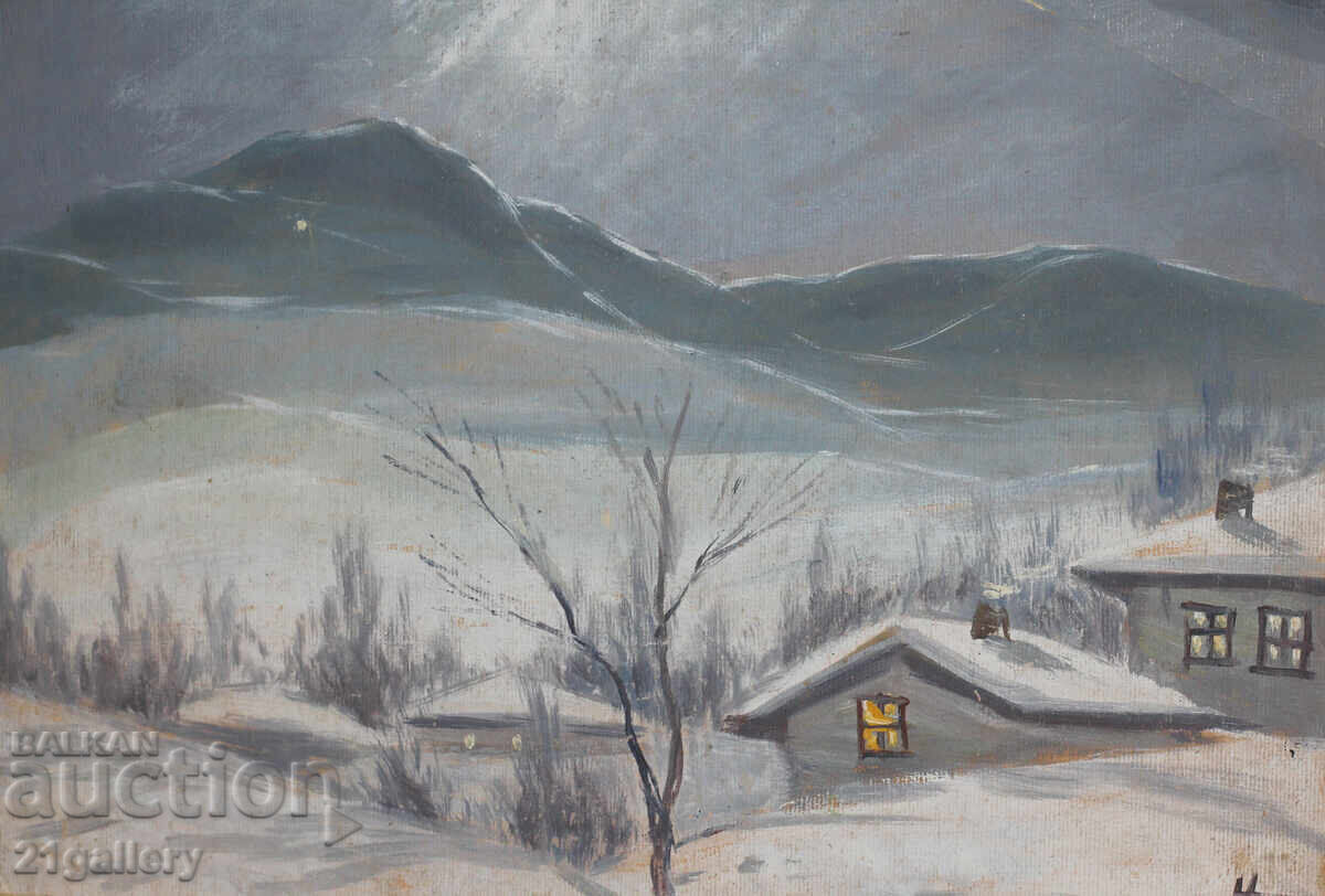 Доставка на Никола Тузсузов (1900-1977) , зимен пейзаж , картина гваш