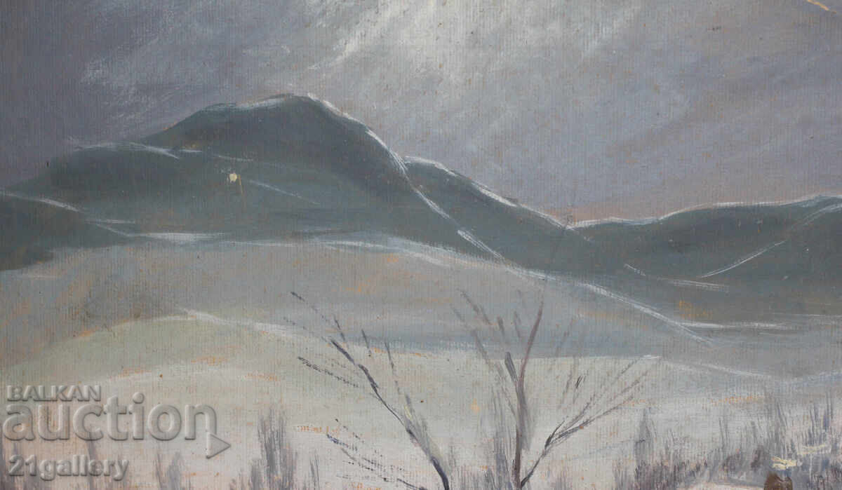 Никола Тузсузов (1900-1977) , зимен пейзаж , картина гваш - 5