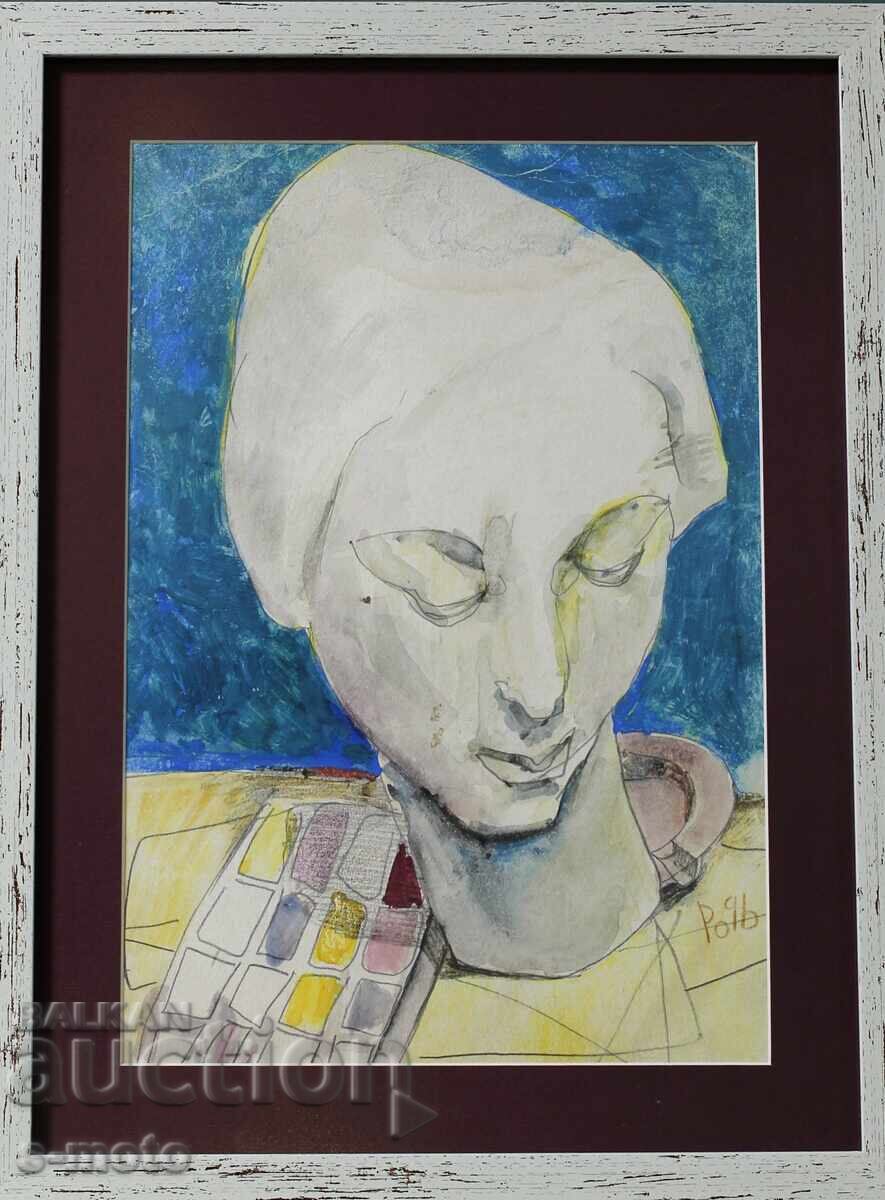 Rosen Markovski (1964 -) Πίνακας ακουαρέλα πορτρέτο 1996 με τιμή 550.00 BGN | € 281.21