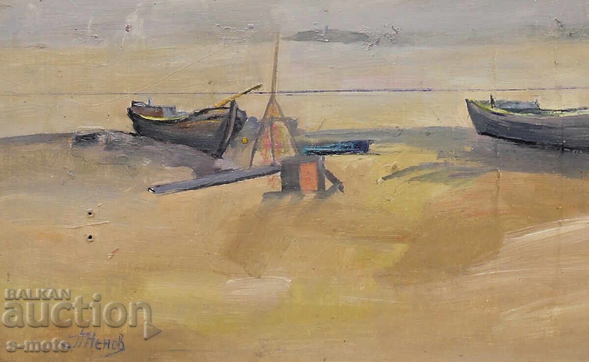 Auction Peter Nenov oil painting Seascape, boats Auction Peter Nenov oil painting Seascape, boats