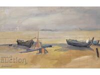 Peter Nenov oil painting Seascape, boats