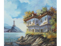 Έργο ζωγραφικής με λάδι, θαλασσινό τοπίο, υπογεγραμμένο