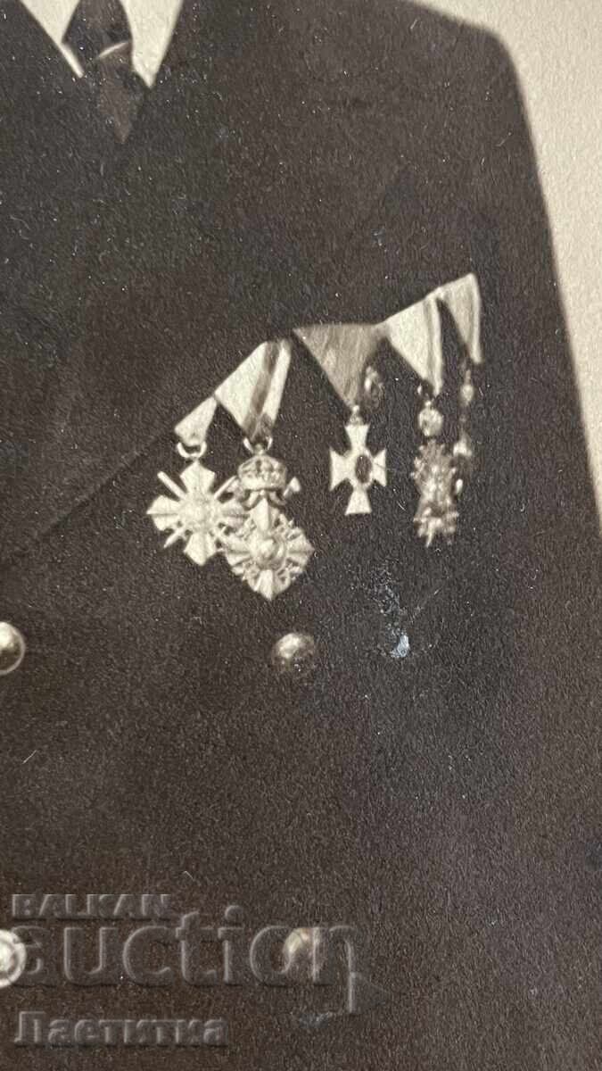 Royal photo of a naval officer with medals - 1937 with price 90.00 BGN | € 46.02