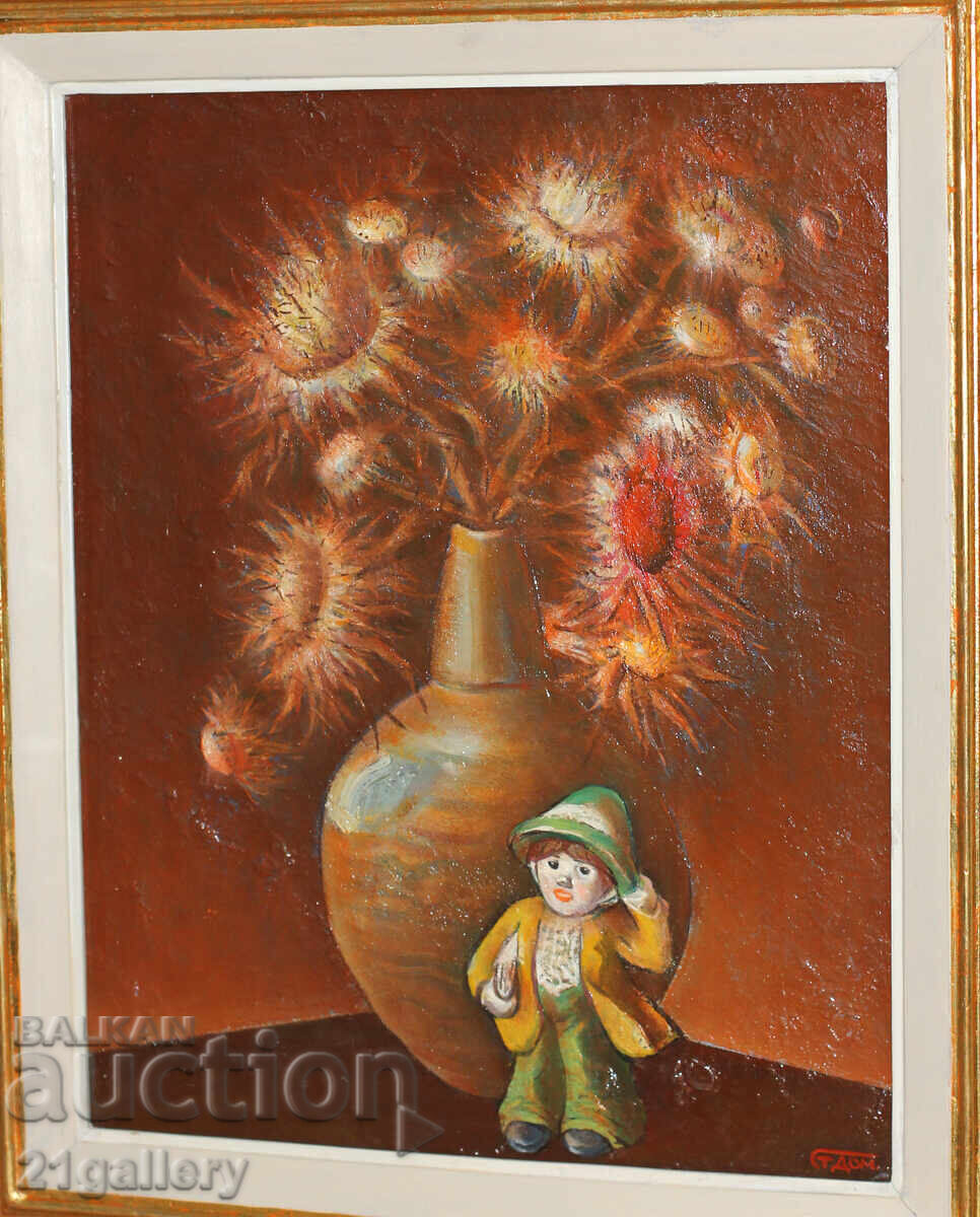 Καθηγητής Στογιάν Ντομούστσιεφ (1935-2021) Νεκρή φύση με λουλούδια με τιμή 1000.00 BGN | € 511.29