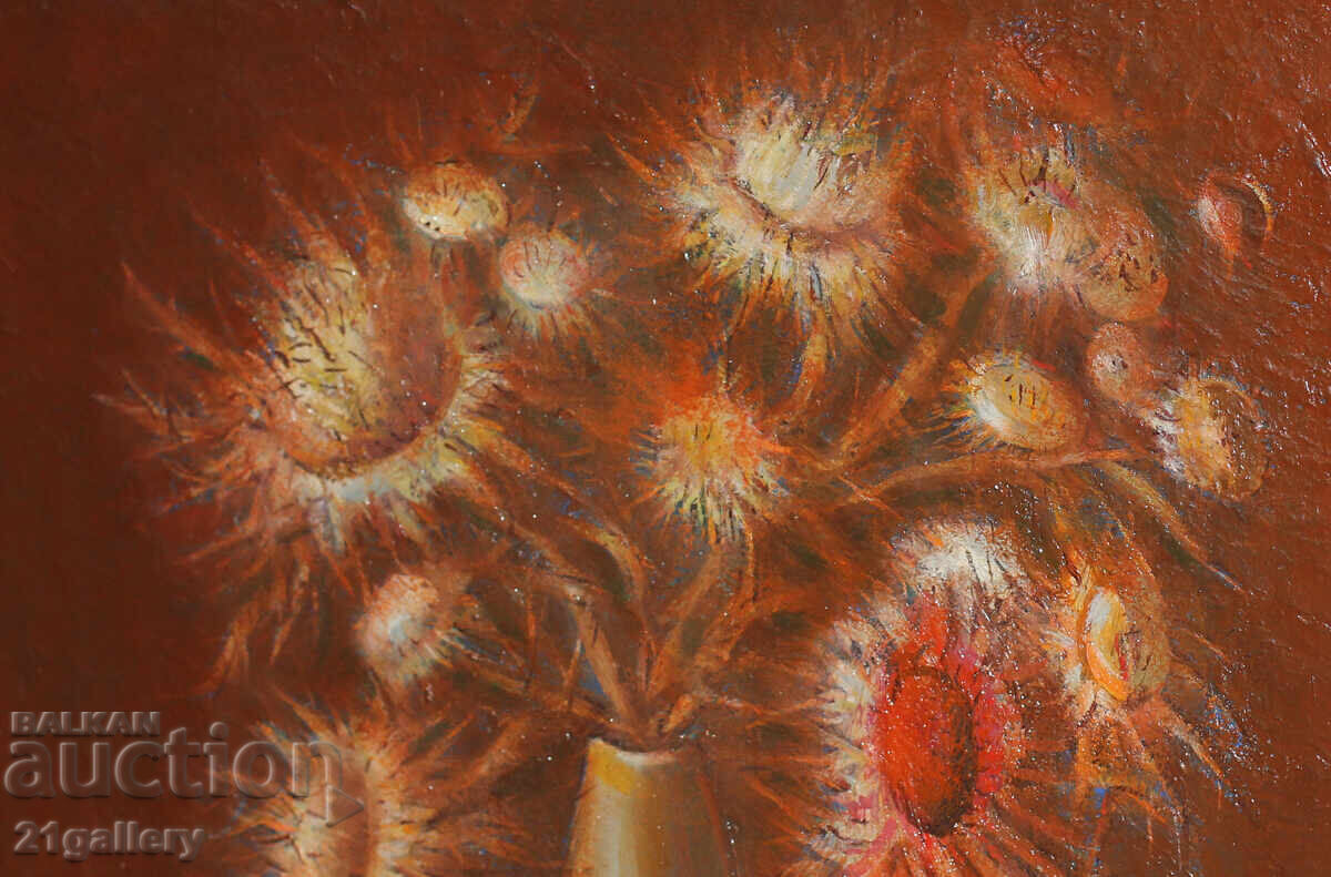 Παράδοση Καθηγητής Στογιάν Ντομούστσιεφ (1935-2021) Νεκρή φύση με λουλούδια