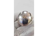 Cutie masonica-tableta, argint, aur-14k Italia 800‰