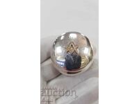 Cutie masonica-tableta, argint, aur-14k Italia 800‰