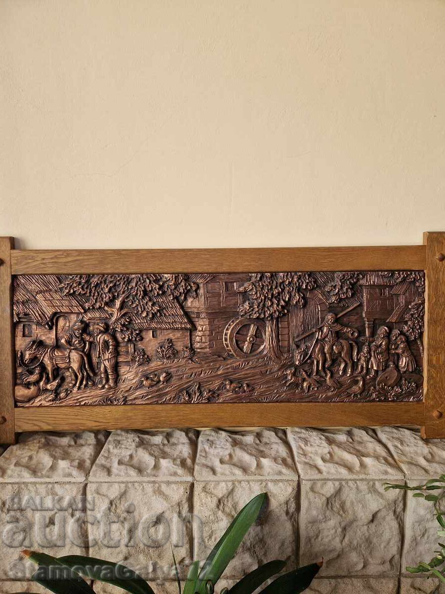 Аукцион Огромна антикварна немска медна картина пано