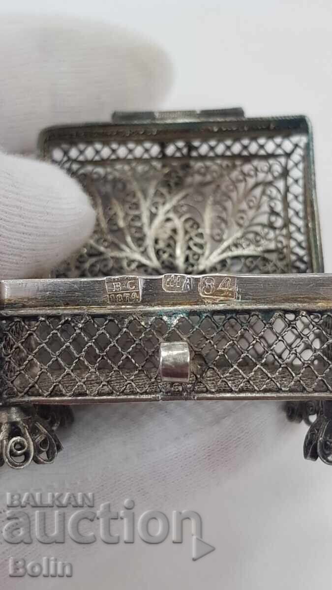Cutie de bijuterii argint Rusia imperială - 84 pr. VS 1874 - 5