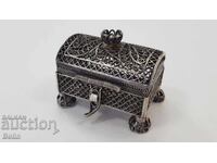 Руска царска сребърна бижутерка - кутийка 84 пр. ВС 1874 г.