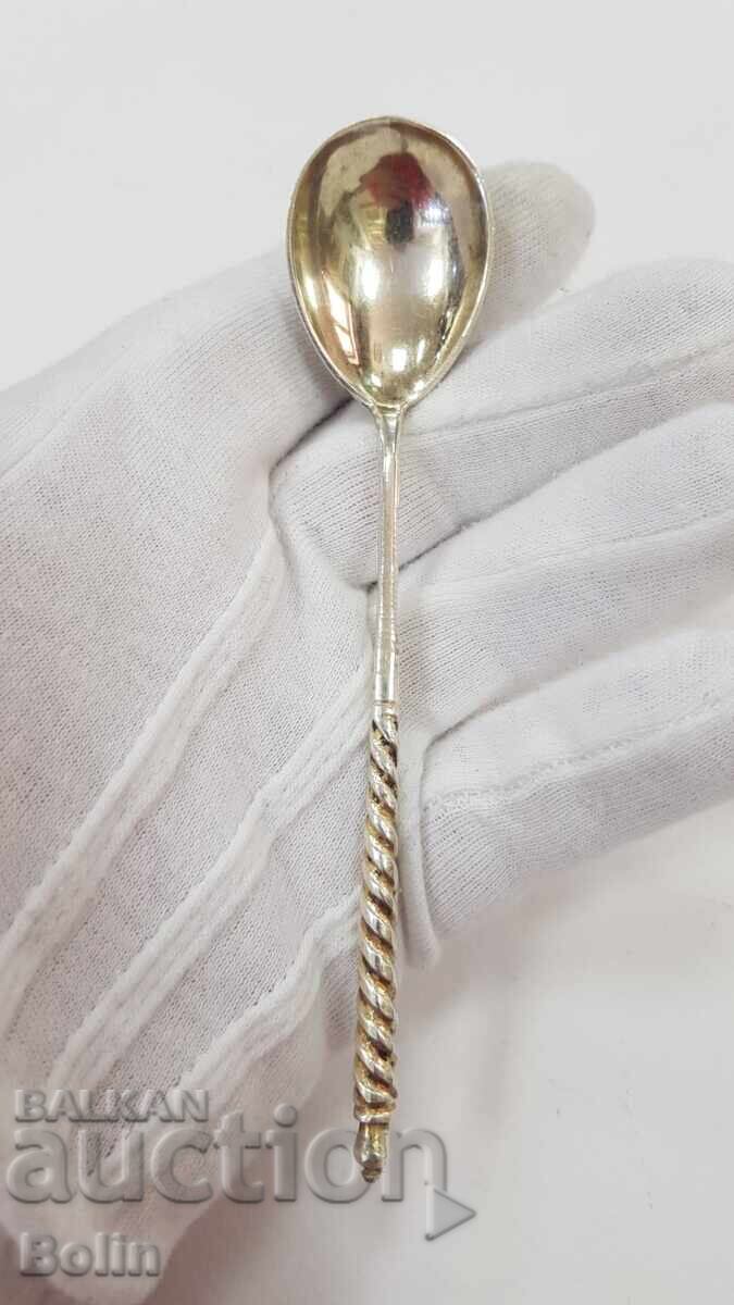 Delivery of Russian Imperial Silver Spoon 84 pr. 1875 with gilding and enamel