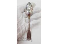 Linguriță rară rusească țaristă de argint, linguriță 84 pr 1893 A.A