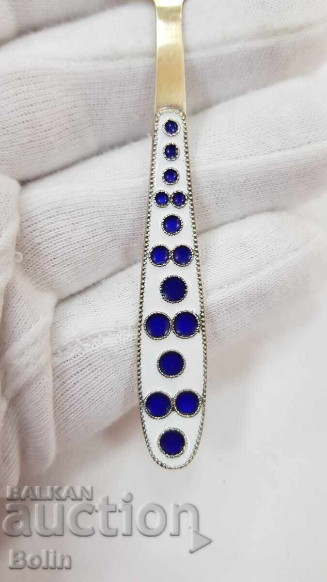 Silver Russian - USSR spoon, spoon with gilding and enamel 916 assay with price 65.00 BGN | € 33.23