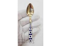Silver Russian - USSR spoon, spoon with gilding and enamel 916 assay