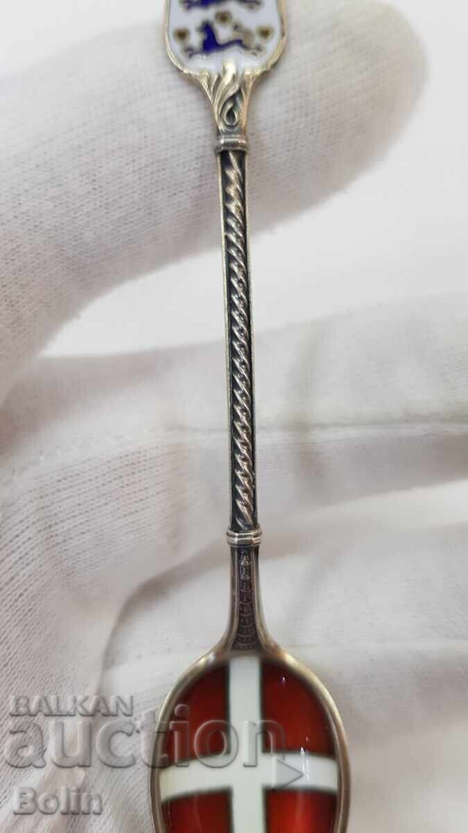 Auction  Rare collectible silver gilt spoon with enamel Europe