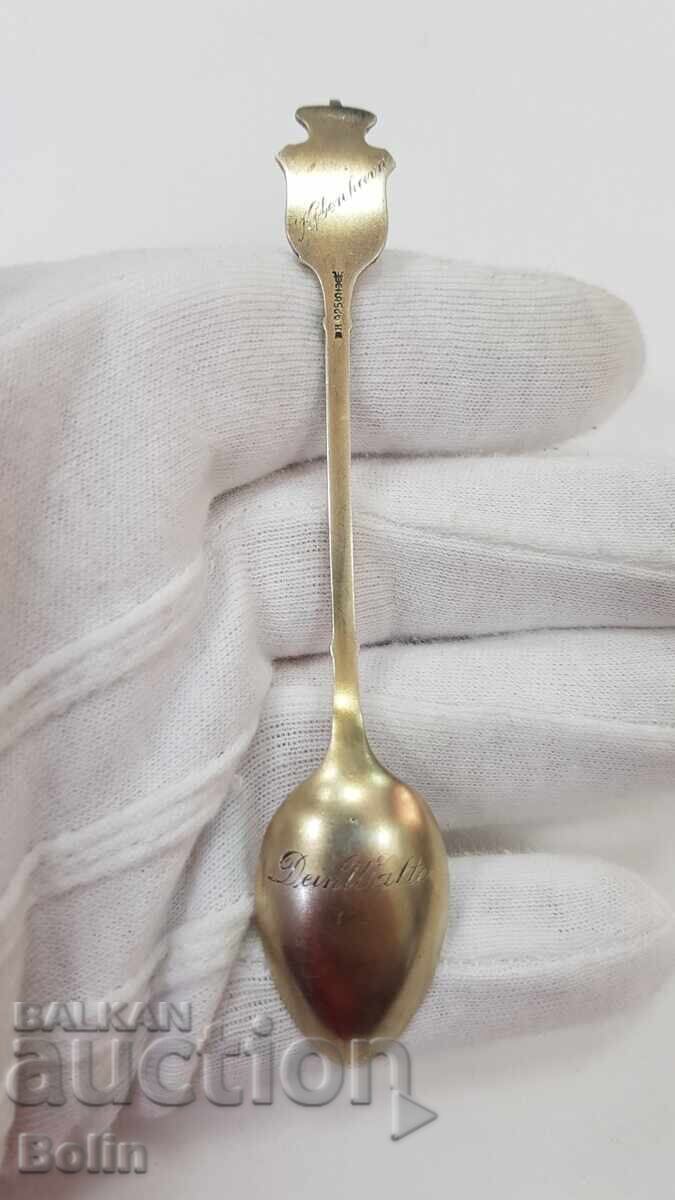 Rare collectible silver gilt spoon with enamel Europe - 5