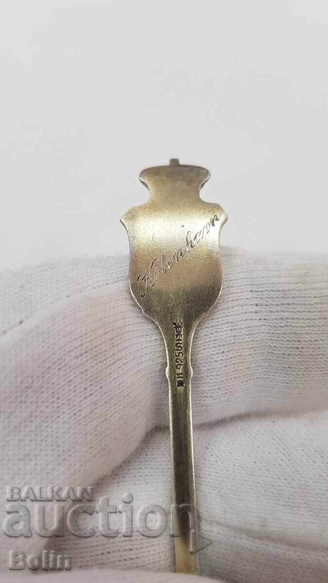 Rare collectible silver gilt spoon with enamel Europe - 7