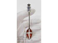 Linguriță rară de colecție, argintată și aurită, cu email Europa