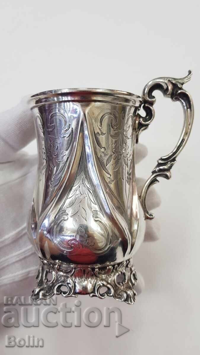 Σπάνιο ασημένιο φλιτζάνι Νεο-Ροκοκό Βικτωριανής εποχής 19ου αιώνα - 6